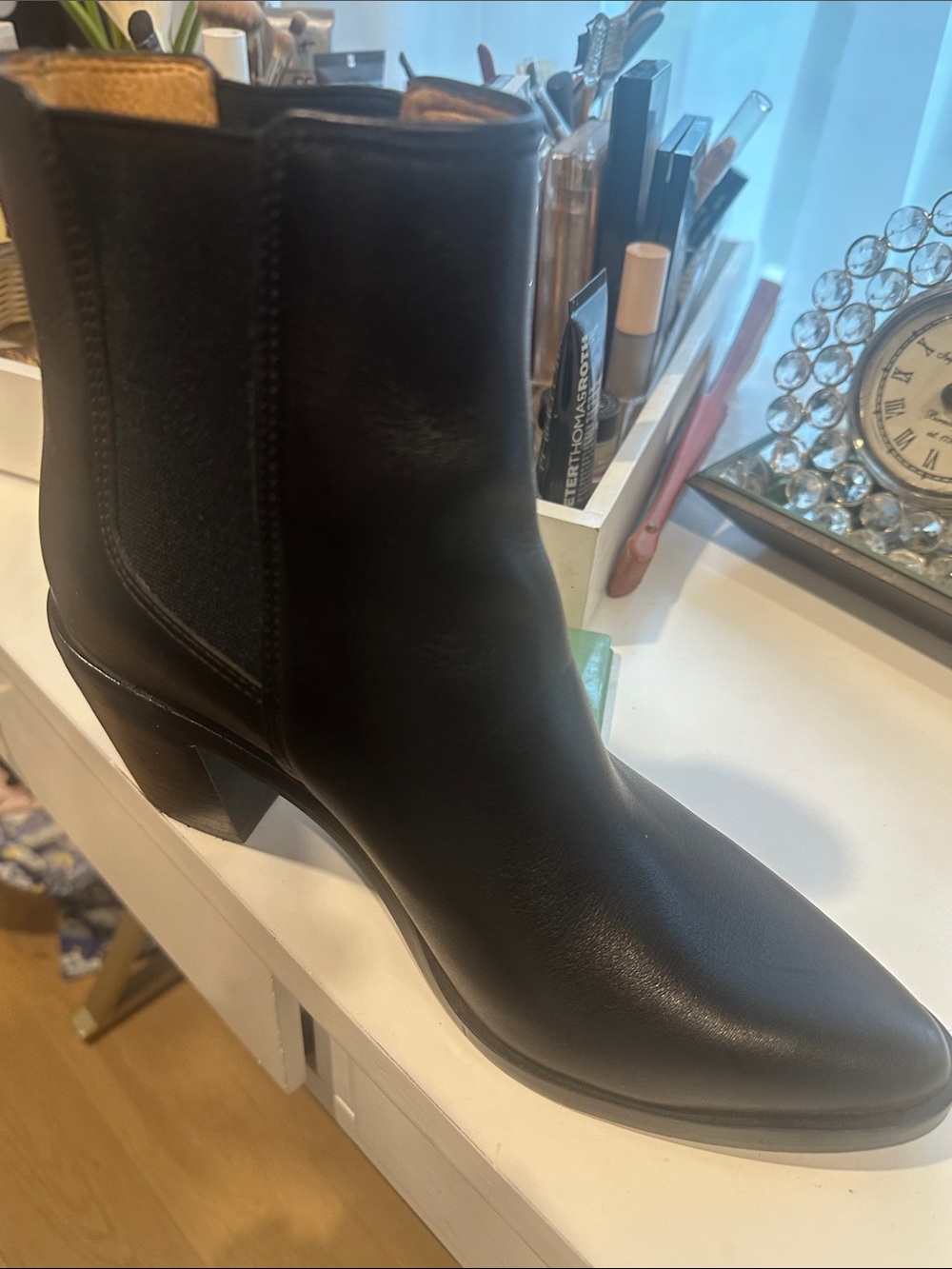 Madewell Black Pointed Chelsea Ankle Boots with Mid Heel sz 7